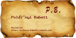 Polónyi Babett névjegykártya